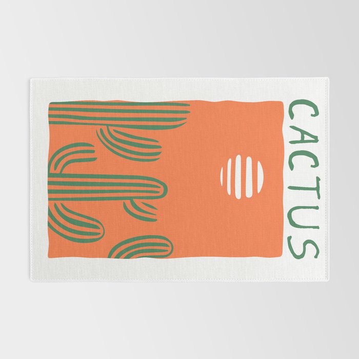 Hand drawn cactus plant doodle art Rug Gallery Image 2