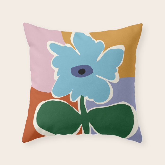 Retro minimal flower III Throw Pillow Gallery Image 6