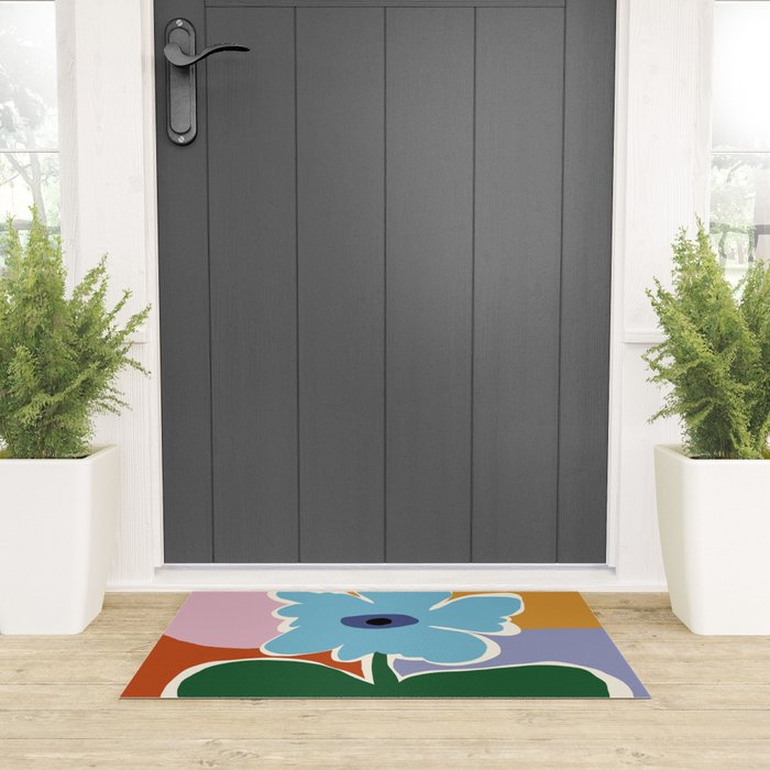 Retro minimal flower III Welcome Mat Gallery Image 3