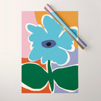 Retro minimal flower III Wrapping Paper Gallery Image 1
