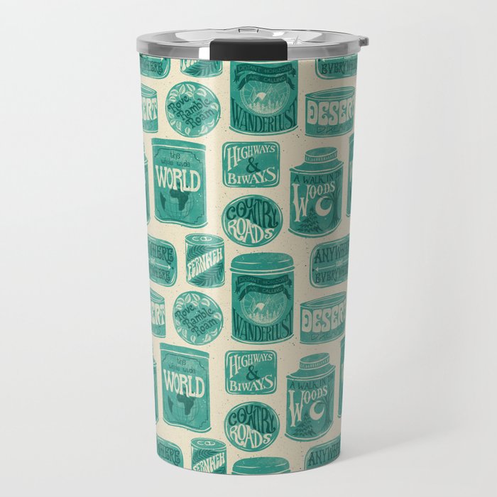 Vagabondâs Cupboard - teal and cream Travel Mug Gallery Image 1
