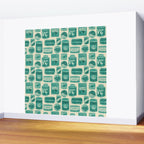 Vagabondâs Cupboard - teal and cream Wall Mural Gallery Image 2