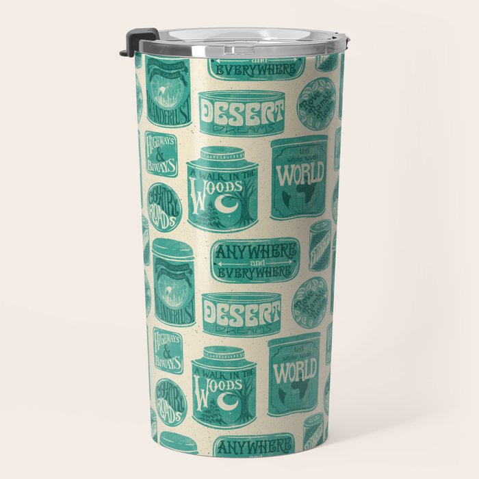 Vagabondâs Cupboard - teal and cream Travel Mug Gallery Image 3