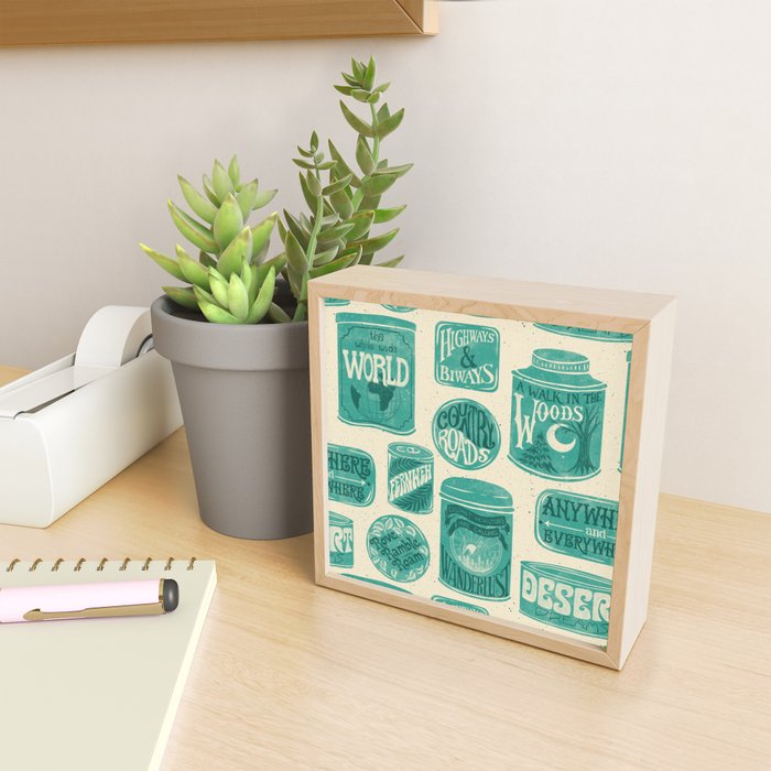 Vagabondâs Cupboard - teal and cream Mini Art Print Gallery Image 2