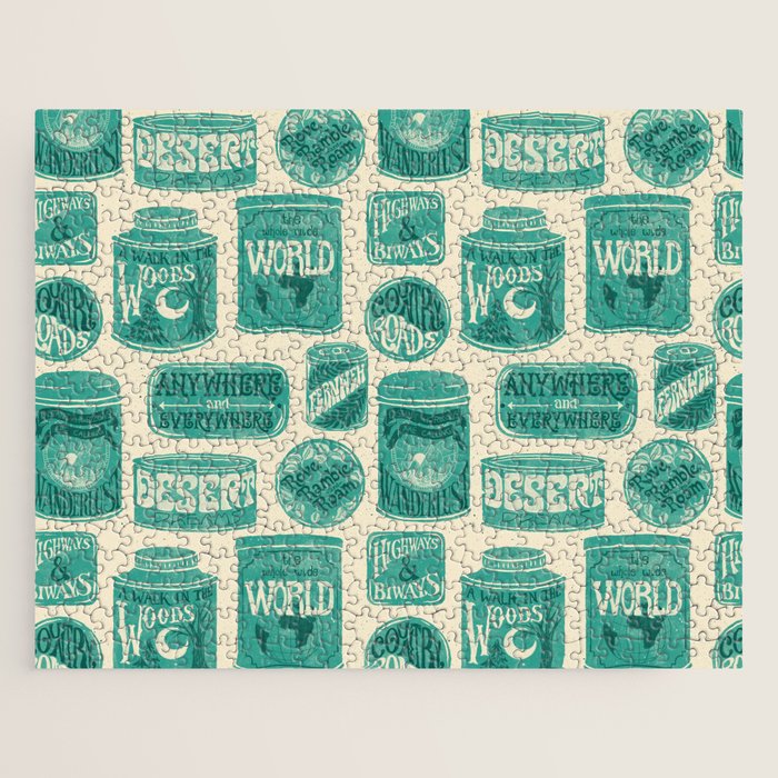 Vagabondâs Cupboard - teal and cream Jigsaw Puzzle Gallery Image 1