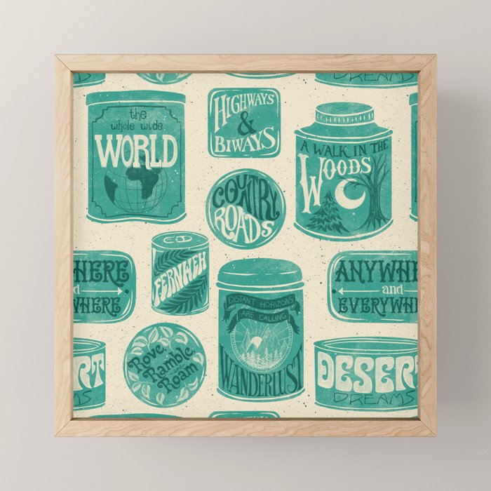 Vagabondâs Cupboard - teal and cream Mini Art Print Gallery Image 1