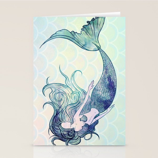 Watercolor Mermaid Stationery Card Gallery Image 2