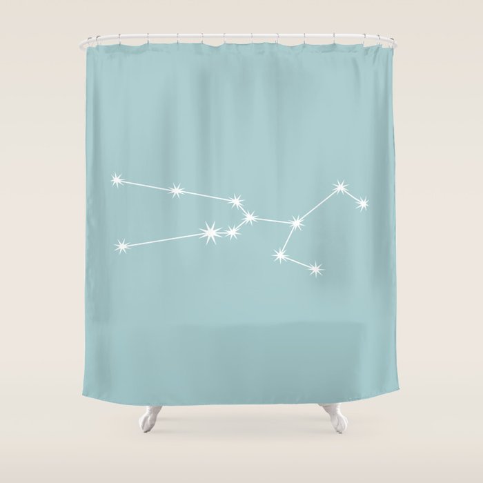 Taurus Zodiac Star Constellation Line Art Pastel Teal Shower Curtain Gallery Image 1