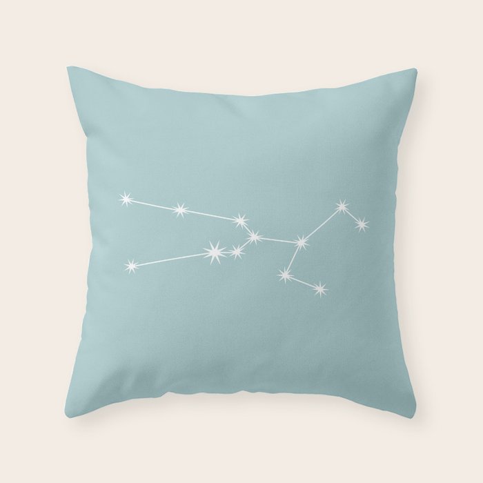 Taurus Zodiac Star Constellation Line Art Pastel Teal Throw Pillow Gallery Image 6