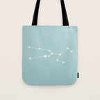 Taurus Zodiac Star Constellation Line Art Pastel Teal Tote Bag Gallery Image 1