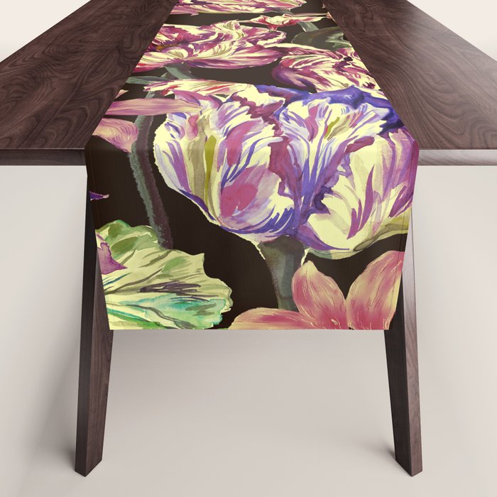 Watercolor Bloom in the Dark Table Runner