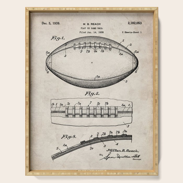 Football Patent - American Football Art - Antique Serving Tray Gallery Image 1