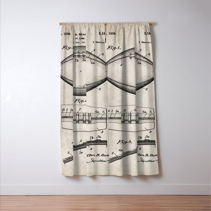 Football Patent - American Football Art - Antique Window Curtain Gallery Image 3
