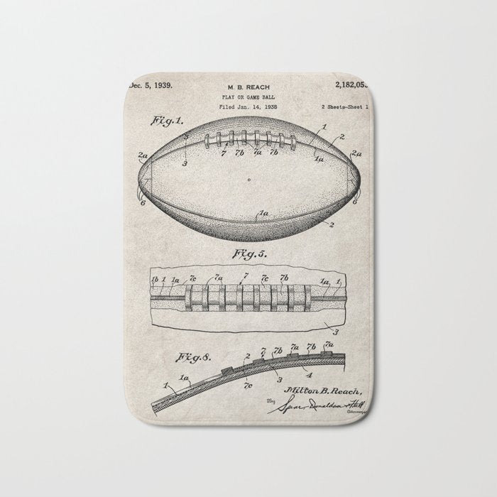 Football Patent - American Football Art - Antique Bath Mat Gallery Image 1