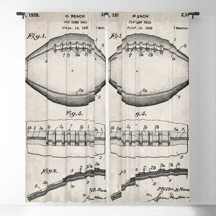 Football Patent - American Football Art - Antique Window Curtain Gallery Image 1