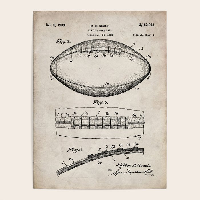Football Patent - American Football Art - Antique Poster Gallery Image 1