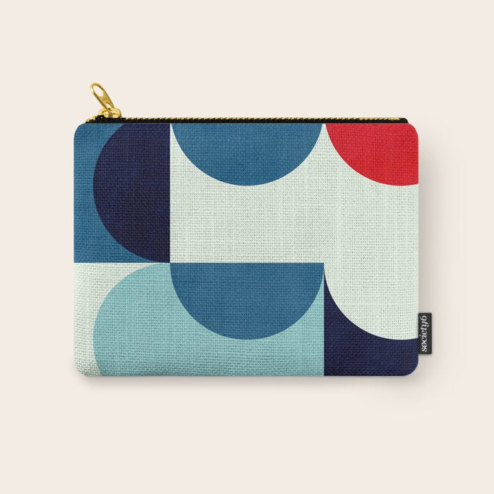 Blue Red White Navy MCM Modern Geometric Artwork Carry All Pouch Gallery Image 1