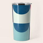 Blue Red White Navy MCM Modern Geometric Artwork Travel Mug Gallery Image 1