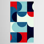 Blue Red White Navy MCM Modern Geometric Artwork Tablecloth Gallery Image 2