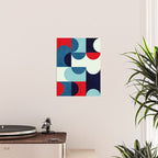 Blue Red White Navy MCM Modern Geometric Artwork Poster Gallery Image 2