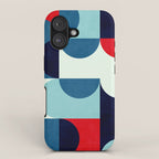 Blue Red White Navy MCM Modern Geometric Artwork iPhone Case Gallery Image 1