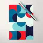 Blue Red White Navy MCM Modern Geometric Artwork Wrapping Paper Gallery Image 1