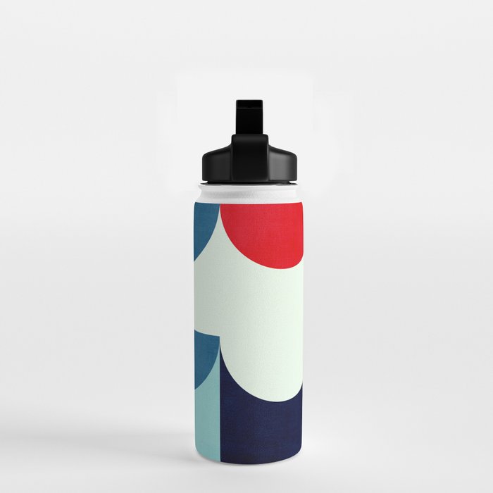 Blue Red White Navy MCM Modern Geometric Artwork Water Bottle Gallery Image 2