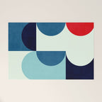 Blue Red White Navy MCM Modern Geometric Artwork Welcome Mat Gallery Image 1