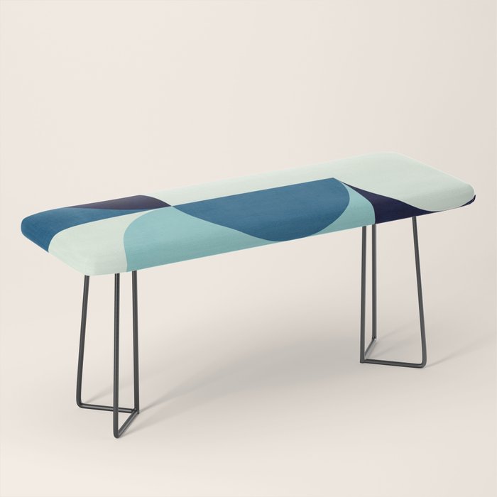 Blue Red White Navy MCM Modern Geometric Artwork Bench Gallery Image 1