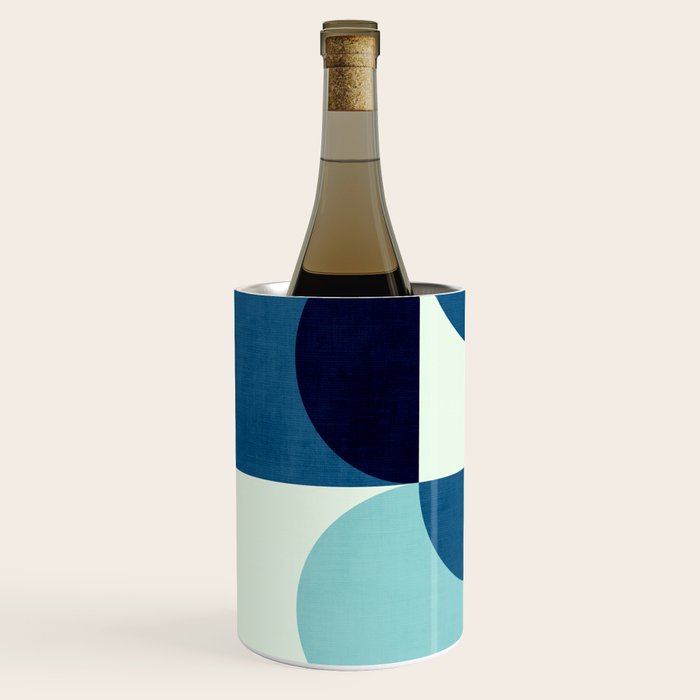 Blue Red White Navy MCM Modern Geometric Artwork Wine Chiller Gallery Image 2