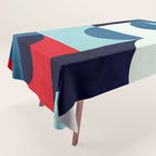 Blue Red White Navy MCM Modern Geometric Artwork Tablecloth Gallery Image 1
