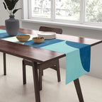 Blue Red White Navy MCM Modern Geometric Artwork Table Runner Gallery Image 2