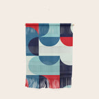 Blue Red White Navy MCM Modern Geometric Artwork Wall Hanging Gallery Image 1