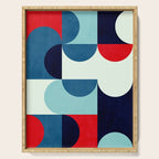 Blue Red White Navy MCM Modern Geometric Artwork Serving Tray Gallery Image 1