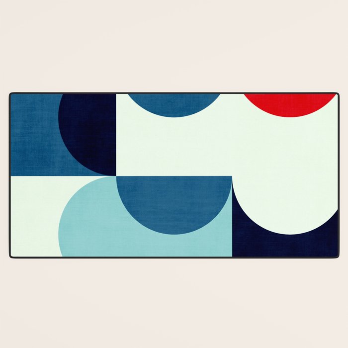 Blue Red White Navy MCM Modern Geometric Artwork Desk Mat Gallery Image 3