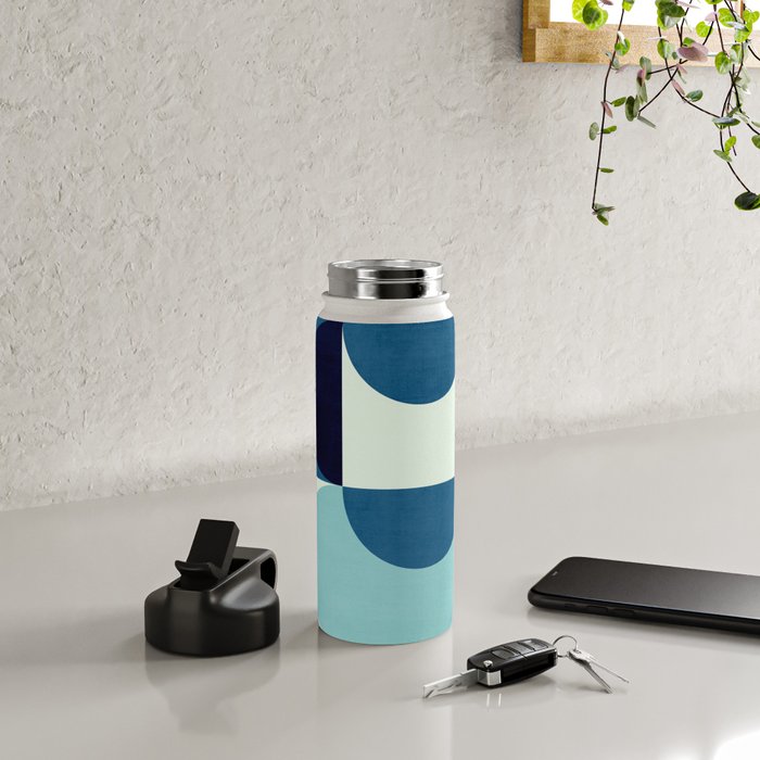 Blue Red White Navy MCM Modern Geometric Artwork Water Bottle Gallery Image 4