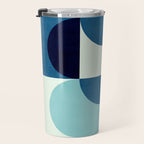 Blue Red White Navy MCM Modern Geometric Artwork Travel Mug Gallery Image 3