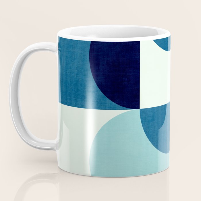 Blue Red White Navy MCM Modern Geometric Artwork Coffee Mug Gallery Image 3