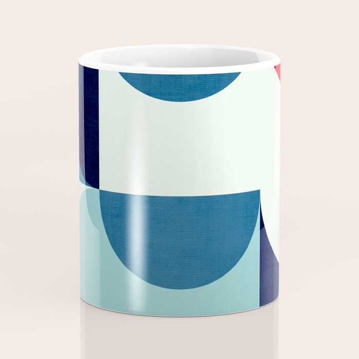 Blue Red White Navy MCM Modern Geometric Artwork Coffee Mug Gallery Image 4