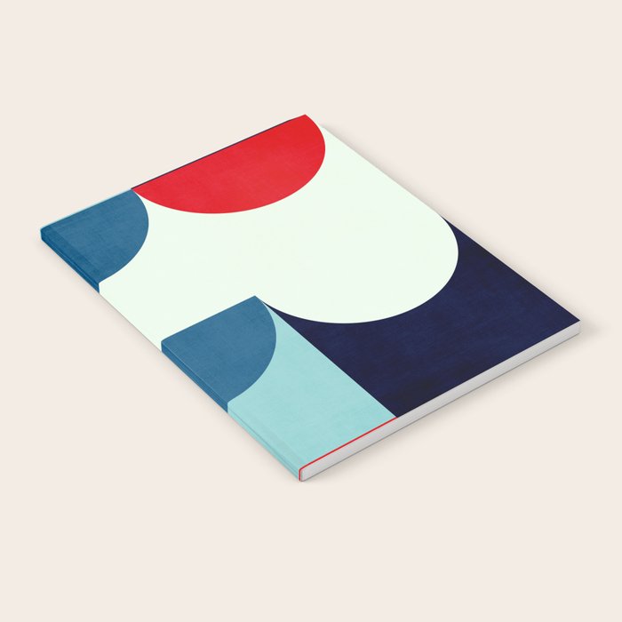 Blue Red White Navy MCM Modern Geometric Artwork Notebook Gallery Image 2