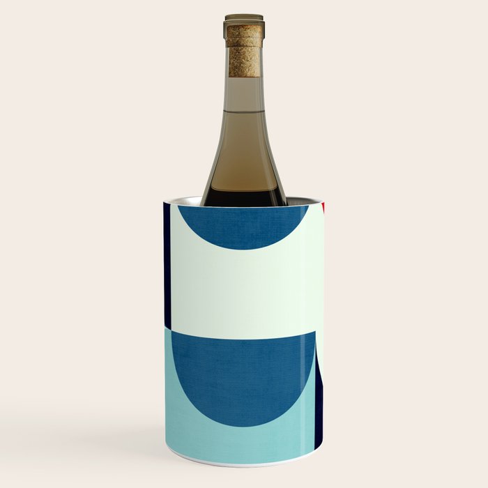 Blue Red White Navy MCM Modern Geometric Artwork Wine Chiller Gallery Image 1
