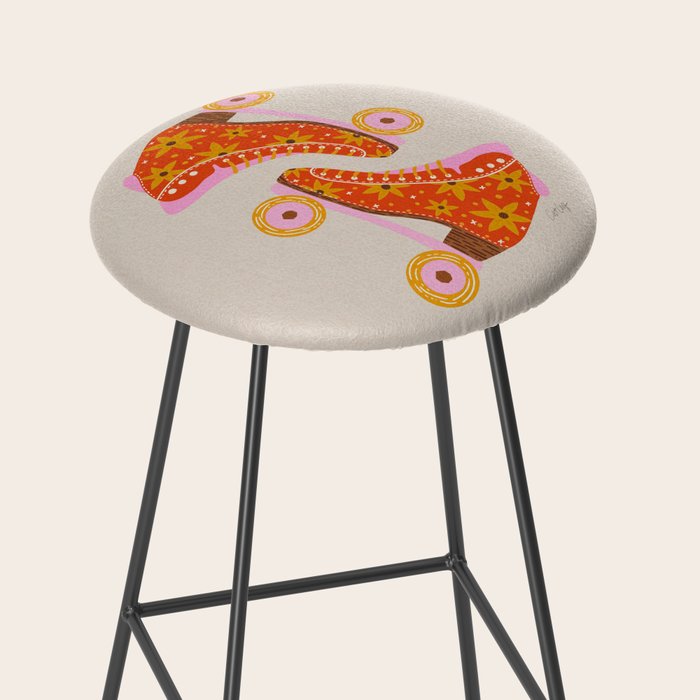 Retro Roller Skates - Coral Stool Gallery Image 2
