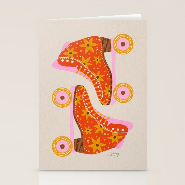 Retro Roller Skates - Coral Stationery Card Gallery Image 1