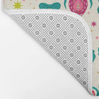 Retro Christmas Ornaments with Bow and Stars Holiday Pattern Bath Mat Gallery Image 2
