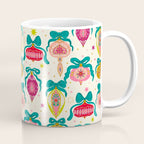 Retro Christmas Ornaments with Bow and Stars Holiday Pattern Coffee Mug Gallery Image 1