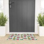 Retro Christmas Ornaments with Bow and Stars Holiday Pattern Welcome Mat Gallery Image 3