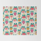 Retro Christmas Ornaments with Bow and Stars Holiday Pattern Throw Blanket Gallery Image 2