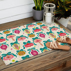 Retro Christmas Ornaments with Bow and Stars Holiday Pattern Outdoor Rug Gallery Image 2