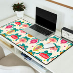 Retro Christmas Ornaments with Bow and Stars Holiday Pattern Desk Mat Gallery Image 2
