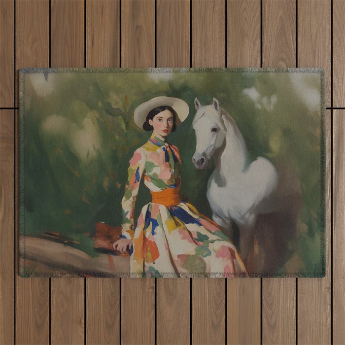 Equestrian Elegance in Color Outdoor Rug Gallery Image 1